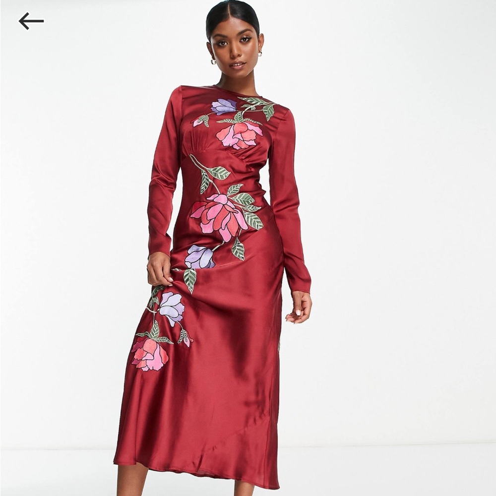 ASOS Red Floral Satin Dress